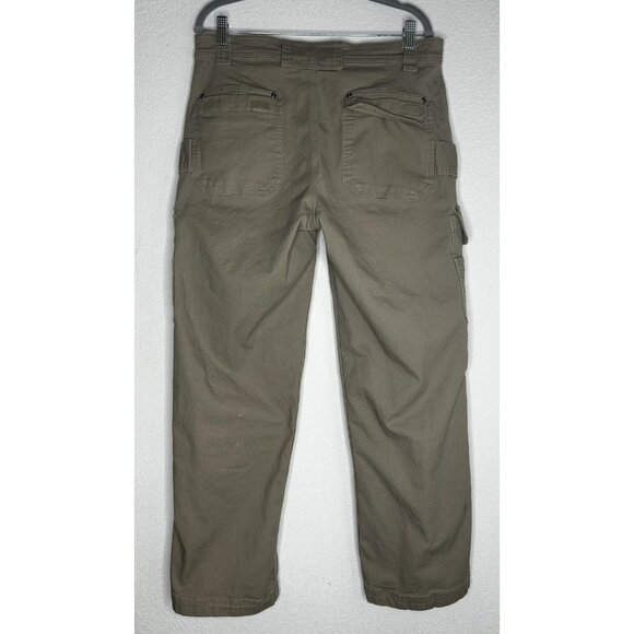 Duluth Trading Flex Fire Hose Pants Mens 34x30.5 Khaki Relaxed Fit Cargo Stretch - Picture 2 of 16